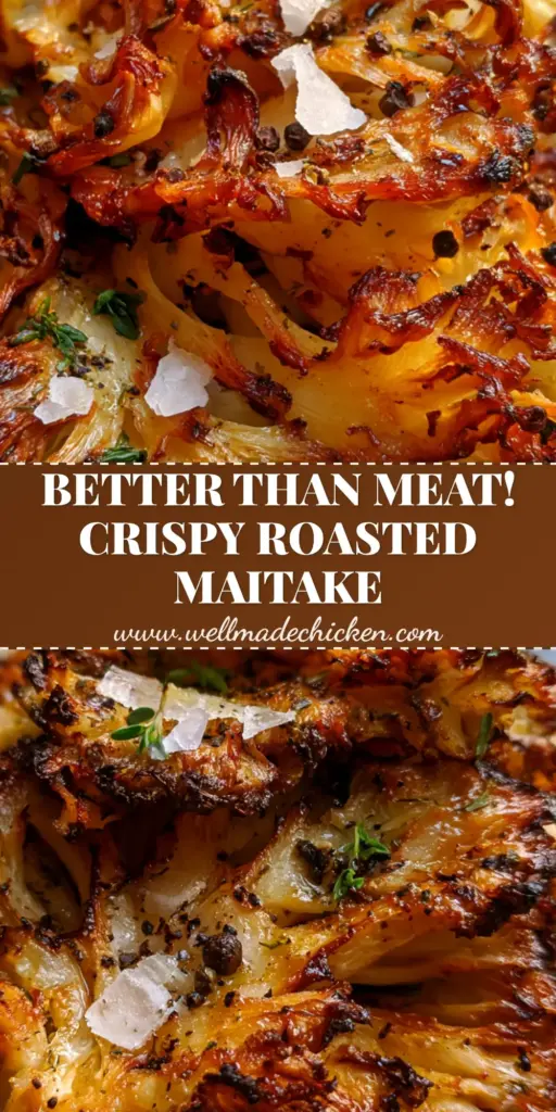 maitake mushroom recipes: The Ultimate Crispy Roasted Hen of the Woods Cluster 4 A handheld smartphone photo of a whole roasted Maitake mushroom cluster with charred ruffled edges and fresh thyme. (maitake mushroom recipes)