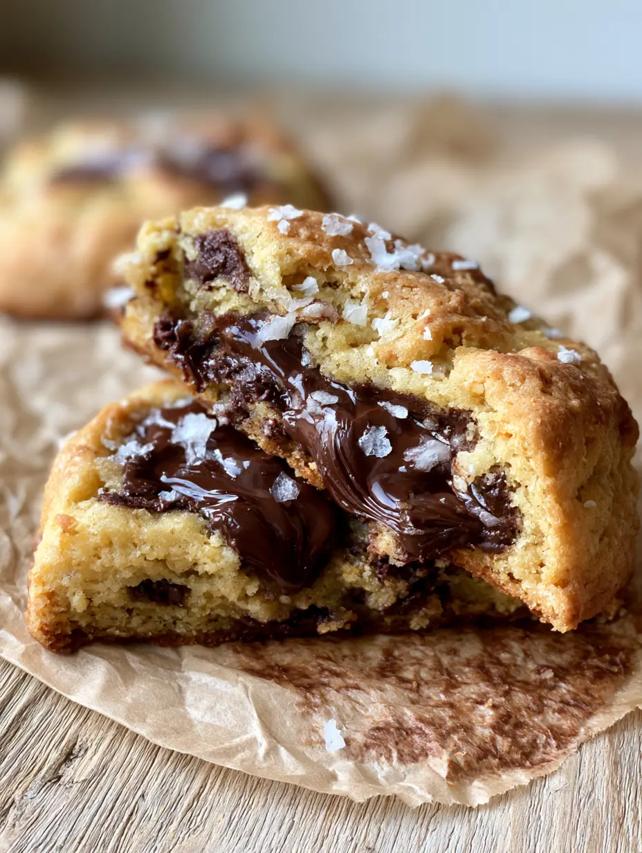 Joanna Gaines Chocolate Chip Cookies: The Ultimate Thick and Gooey Recipe 3 Close-up handheld photo of a thick chocolate chip cookie with golden-brown ripples and flaky salt. (joanna gaines chocolate chip cookies)