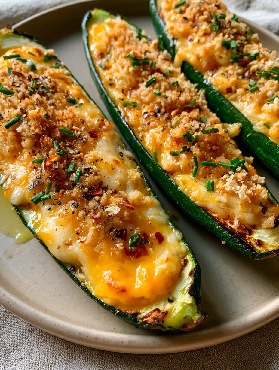 Keto Courgette Recipe: Cheesy Parmesan Zucchini Boats with Almond Crumble 4 Smartphone photo showing vibrant green zucchini boats with blistered edges and molten golden-brown cheese. (Keto Courgette Recipe)