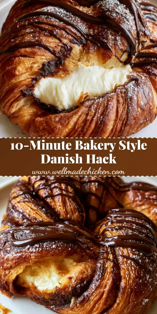 Chocolate Cream Cheese Danish: The Ultimate Guide to Braided Bakery Perfection 4 A top-down view of a braided chocolate cream cheese danish with dark chocolate drizzle and powdered sugar on a white plate.