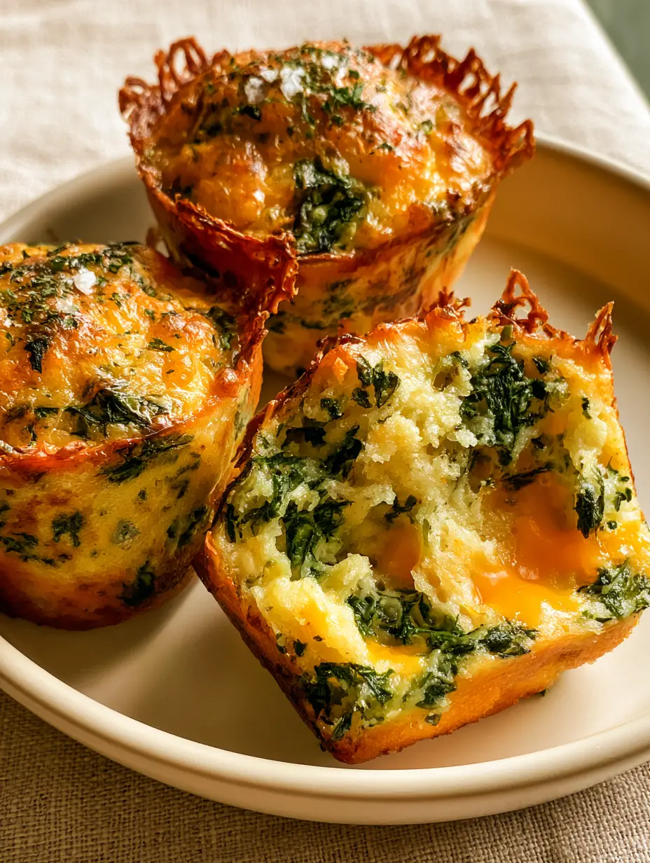 Spinach and cheese muffins with Sharp Cheddar and Golden Toasted Tops 4 Close-up of savory spinach and cheese muffins showing the lacy caramelized cheese edges and soft crumb. (Spinach and cheese muffins)