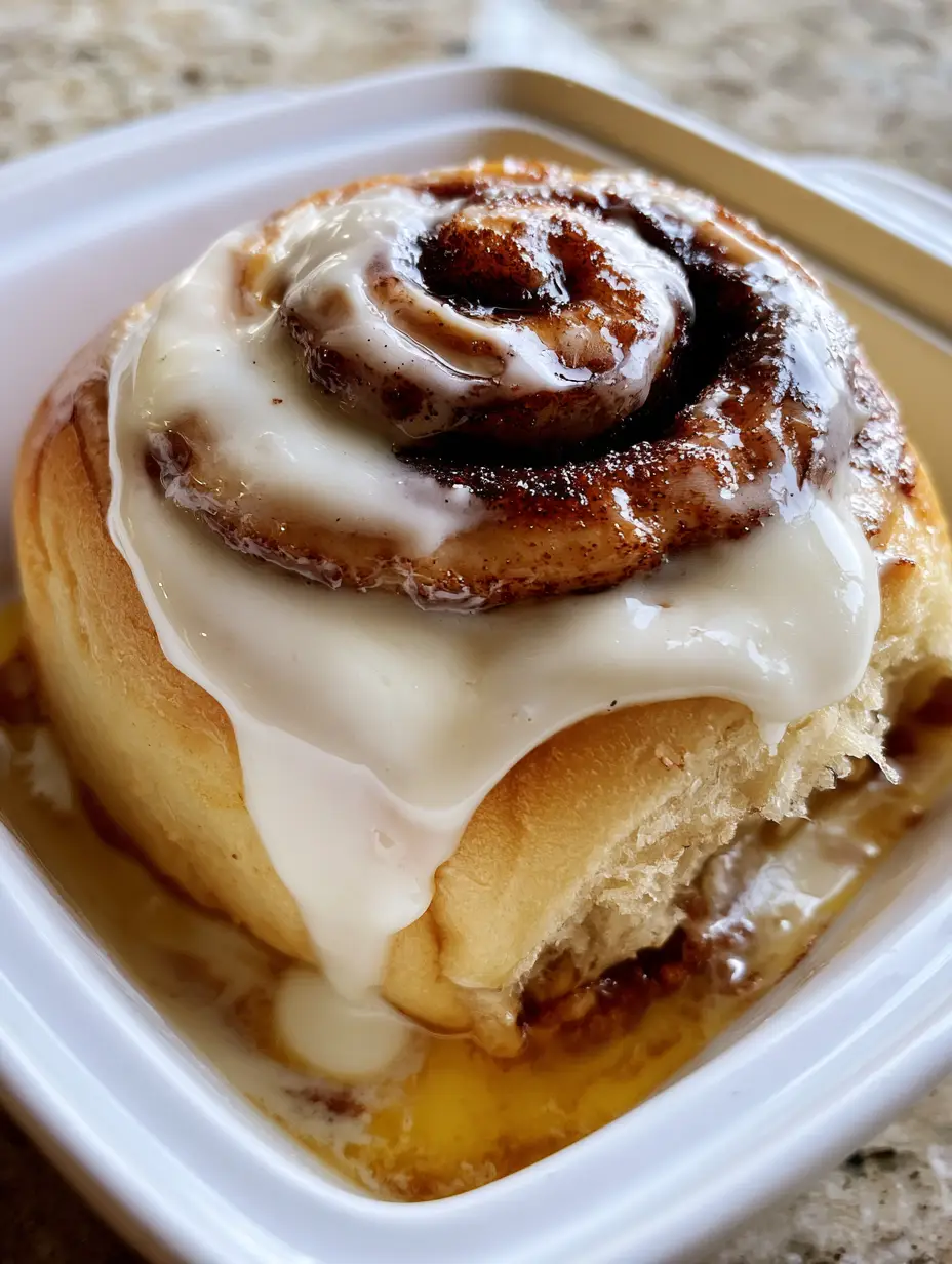 Cinnamon Rolls Recipe: The Secret to Giant Pillowy Rolls with a Heavy Cream Soak 3 Extreme close-up of a giant cinnamon roll being lifted from a ceramic dish showing a gooey butter-soaked bottom. (cinnamon rolls recipe)