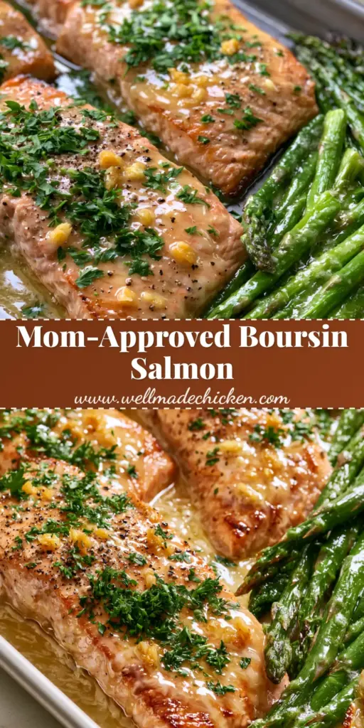 A smartphone photo of a baked salmon fillet topped with bubbly caramelized Boursin cheese and fresh herbs. (Would my mom like you)