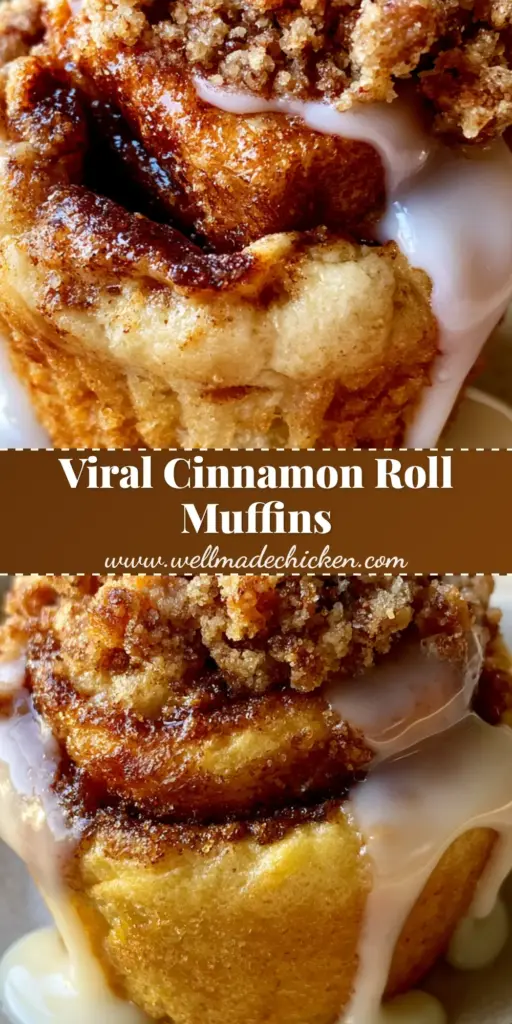 A stack of freshly baked cinnamon muffins topped with crunchy oat streusel and a dripping white glaze on a rustic plate.
