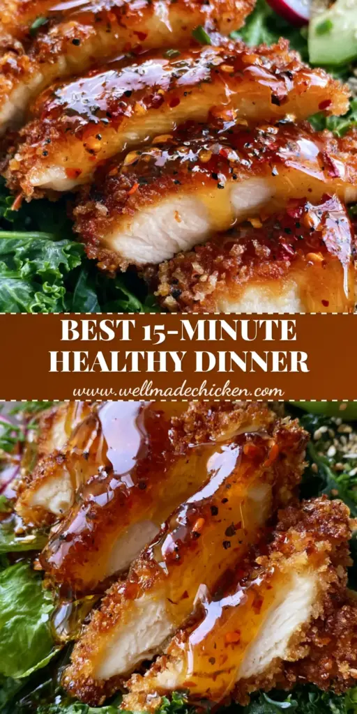 Hot Honey Chicken Salad: The Ultimate Crispy & Spicy Crunch Bowl 4 A top-down view of a Hot Honey Chicken Salad featuring crispy panko chicken and a glossy amber glaze in a stoneware bowl.