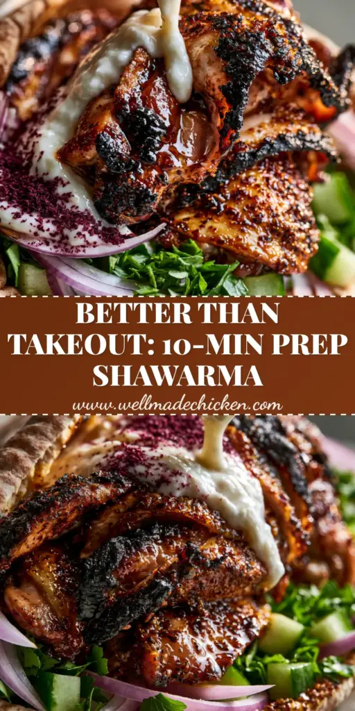 Chicken Shawarma Recipe: The Ultimate Oven-Roasted Guide to Crispy, Juicy Meat 3 A handheld pita wrap bursting with sliced oven-roasted chicken thighs, charred edges, and snowy-white garlic sauce with sumac. (chicken shawarma recipe)