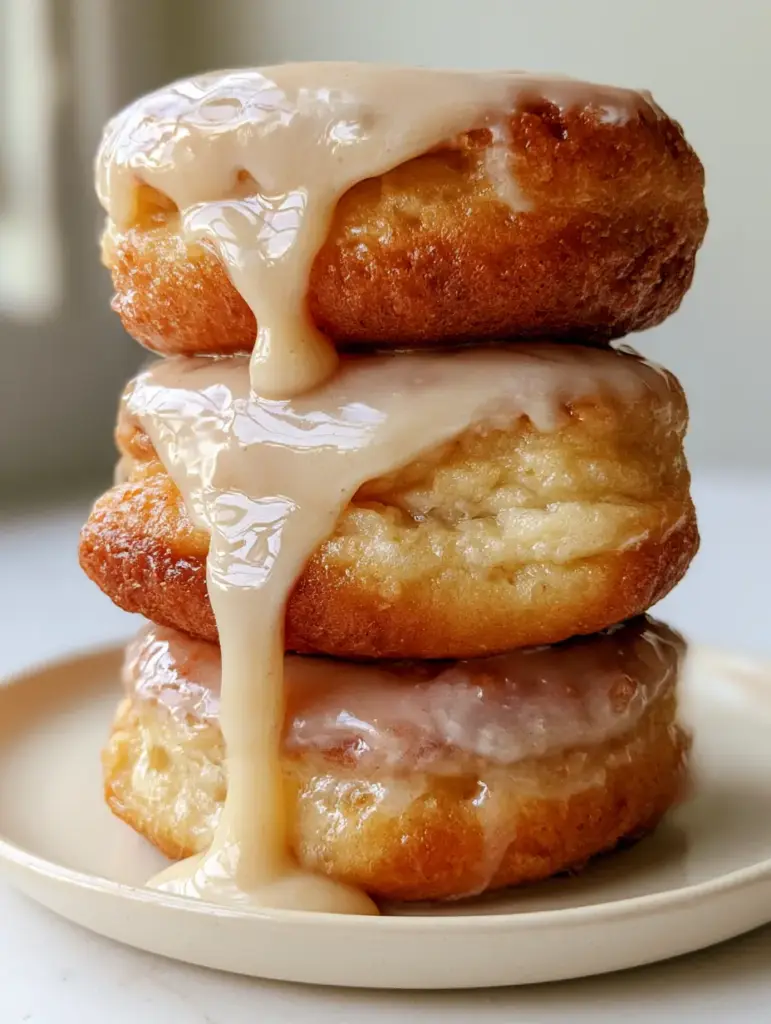 Close up of the ultra-glossy maple glaze reflecting natural light on a soft-baked donut bar.