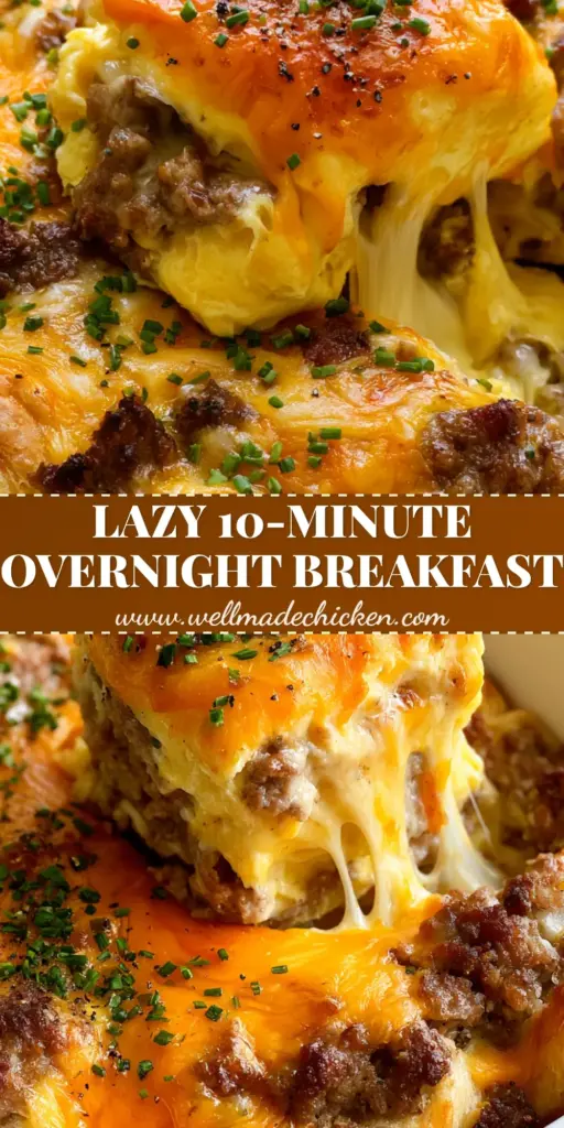 Casserole Recipes: The Ultimate Overnight Crescent Roll Sausage Breakfast Bake 4 A gourmet high-angle shot of a breakfast casserole with a golden crescent roll crust, browned sausage, and bubbly cheddar cheese pull. (Casserole)
