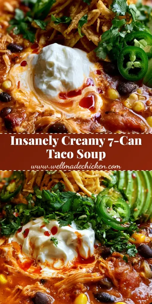 Taco Soup Recipe: The Ultimate 30-Minute Velvet Chicken Soup 3 A rustic black bowl of velvety taco soup topped with sour cream, avocado, and crispy tortilla strips. (taco soup recipe)