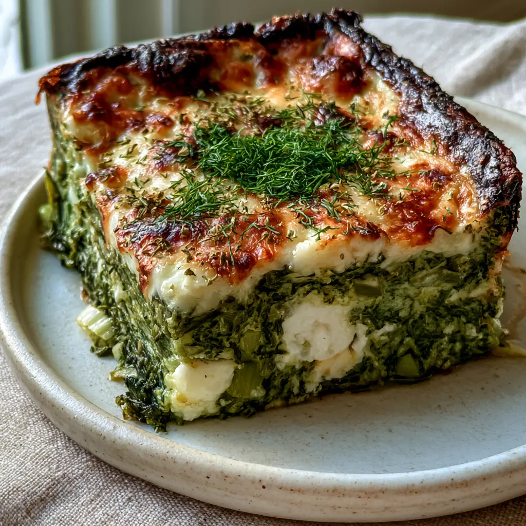 Feta and Spinach Casserole: The Ultimate Cheesy Mediterranean Bake 2 Extreme close-up of the bubbly mozzarella and parmesan crust on a feta and spinach casserole with charred edges.