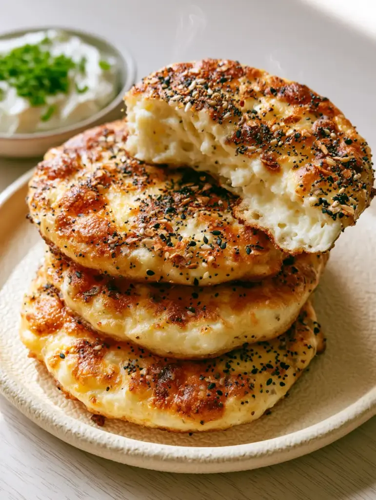 Cottage Cheese Flagels: The Ultimate High-Protein Everything Bagel Alternative 1 A torn Cottage Cheese Flagel showing a soft, moist, and airy interior with visible steam.