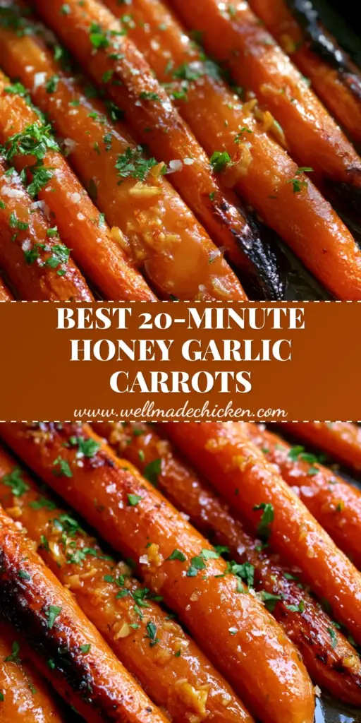 Honey Garlic Butter Roasted Carrots with Caramelized Edges 3 A close-up of honey garlic butter roasted carrots with green tops and a glistening glaze on a dark sheet. (honey garlic butter roasted carrots)