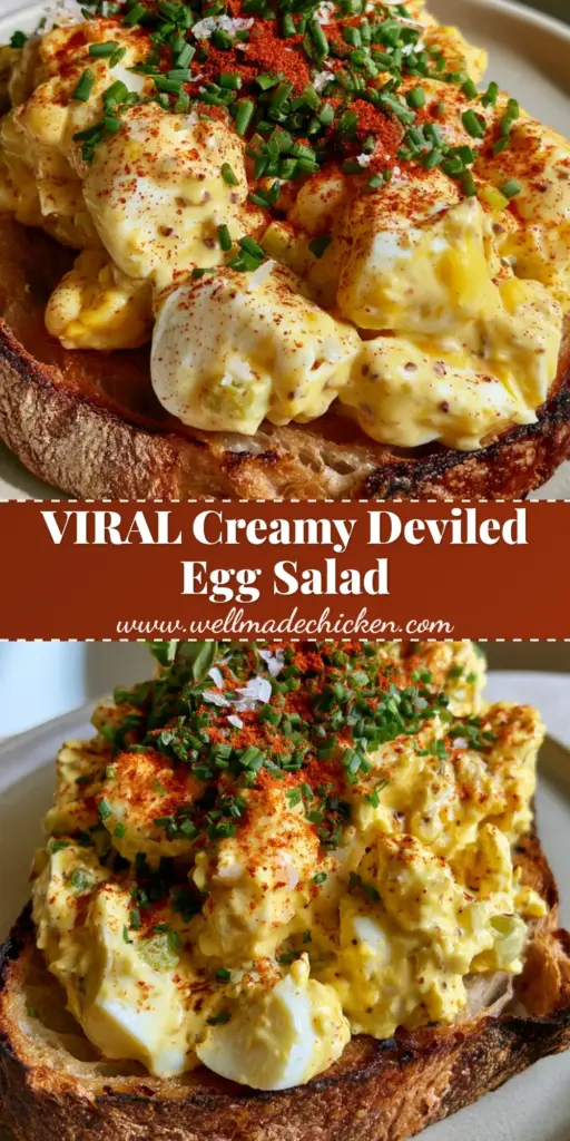 Deviled Egg Salad on Toasted Sourdough: The Ultimate Creamy Recipe 4 A towering heap of creamy deviled egg salad on toasted sourdough bread with smoked paprika and chives.