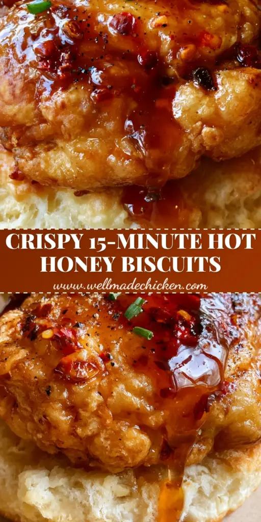 Hot Honey Chicken Biscuits: The Ultimate Crispy Air-Fried Masterpiece 4 A tall Hot Honey Chicken Biscuit sandwich with a glossy honey drip and fresh chive garnish. (Hot Honey Chicken Biscuits)