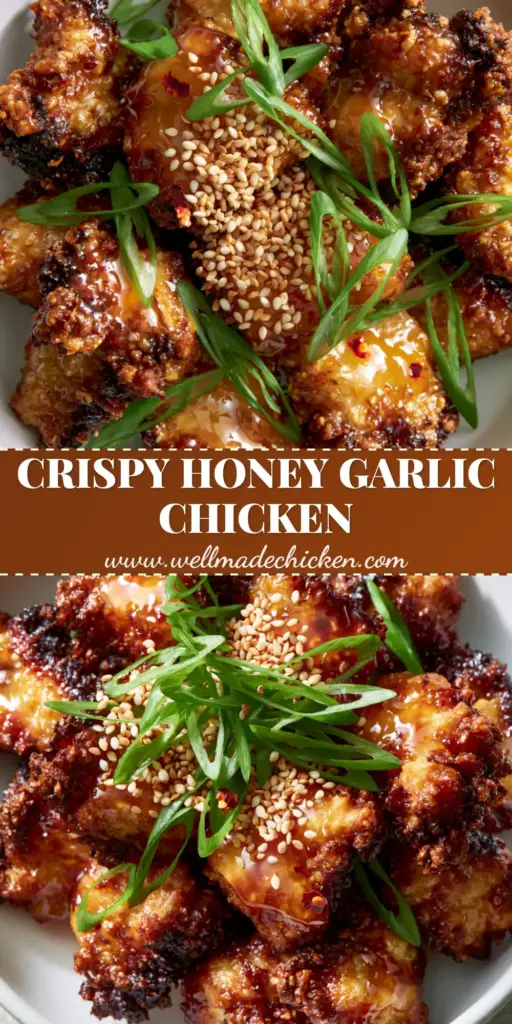 Honey Chicken: Extra-Crispy Air Fryer Bites with a Glossy Garlic Glaze 3 Top-down view of bite-sized air-fried Honey Chicken in a white bowl with sesame seeds and green scallions.